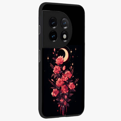 Moonlit Floral Elegance Glass Case for 1+11 side perspective highlighting elegant bloom detailing and smooth build