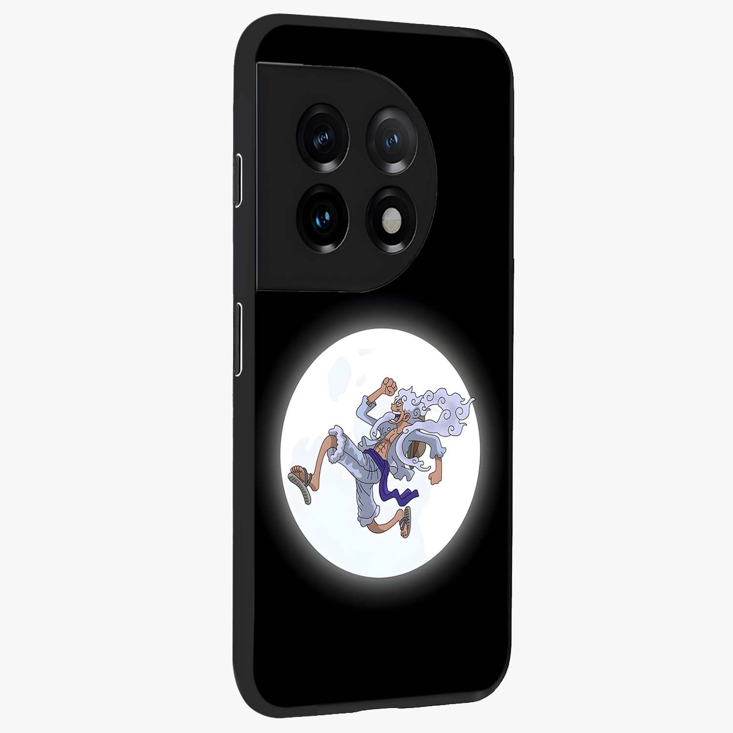Moonlit Freedom Dance Glass Case for 1+11 side perspective highlighting dynamic detailing and premium edge finish