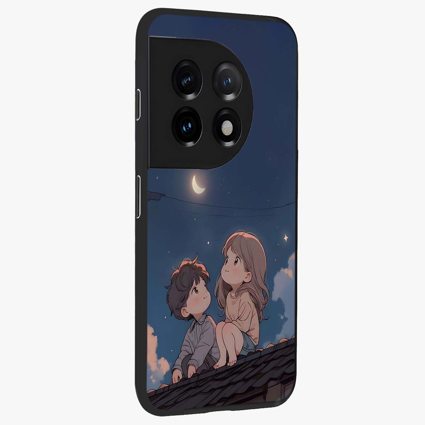 Moonlit Promise Together Glass Case for 1+11 side perspective highlighting delicate textures and sleek premium build