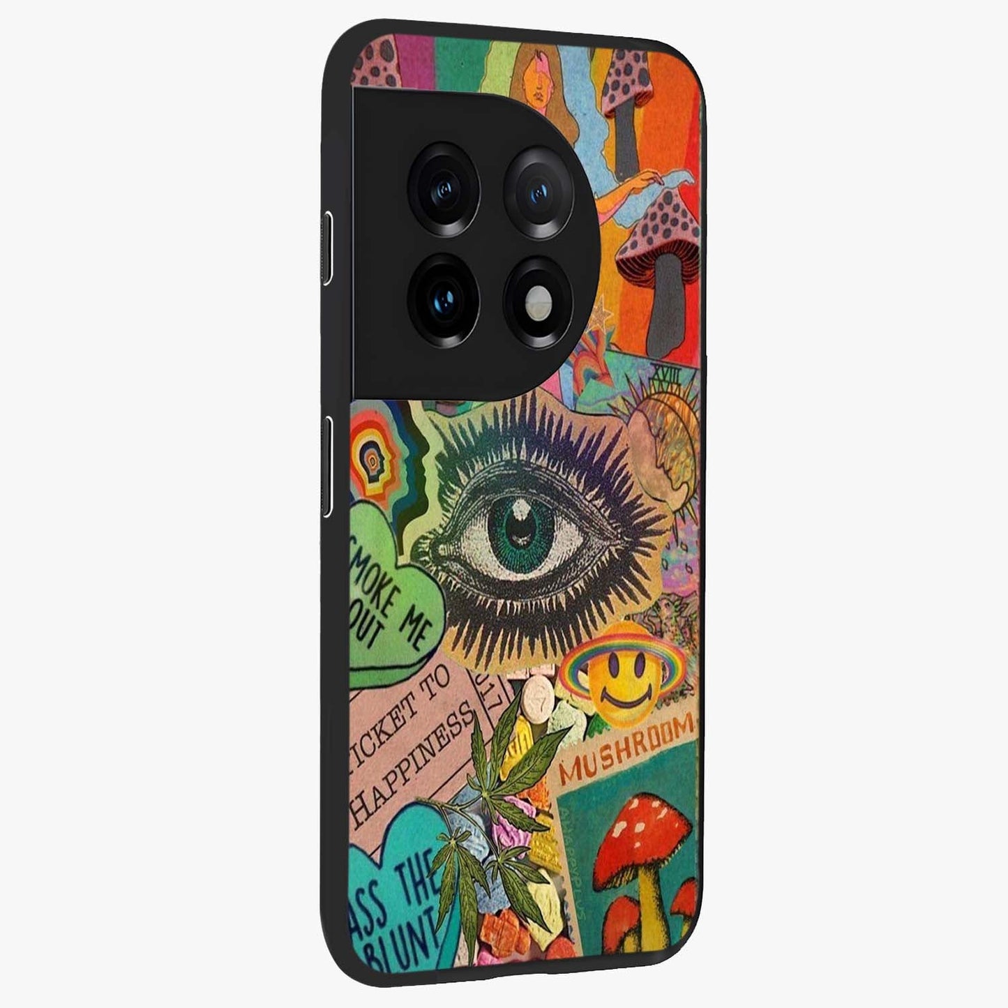 Mystic Eye Wonderland Glass Case for 1+11 side perspective highlighting intricate eye detailing and smooth build