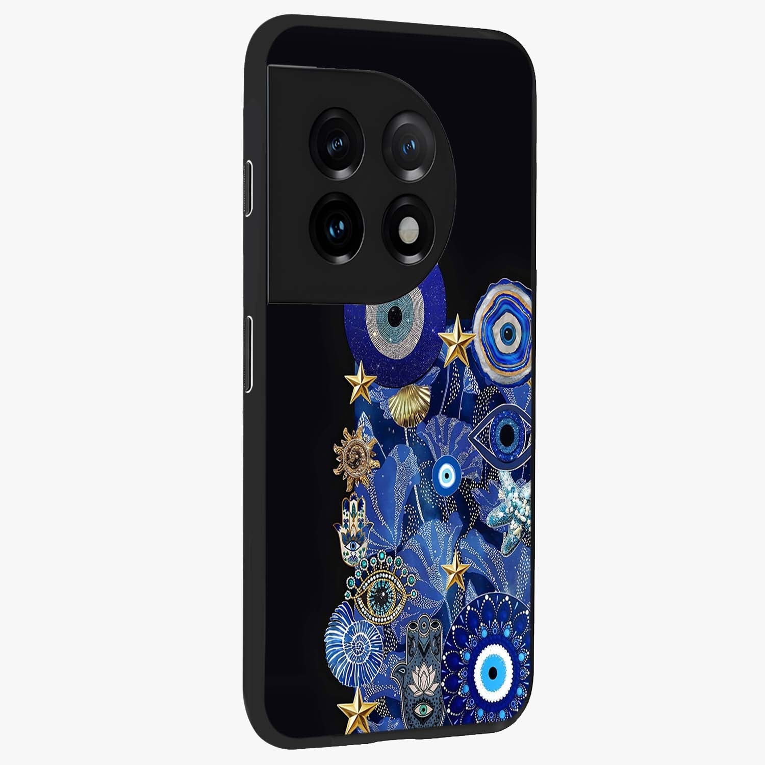 Mystic Ocean Eye Glass Case for 1+11 side perspective highlighting intricate eye textures and sleek edges
