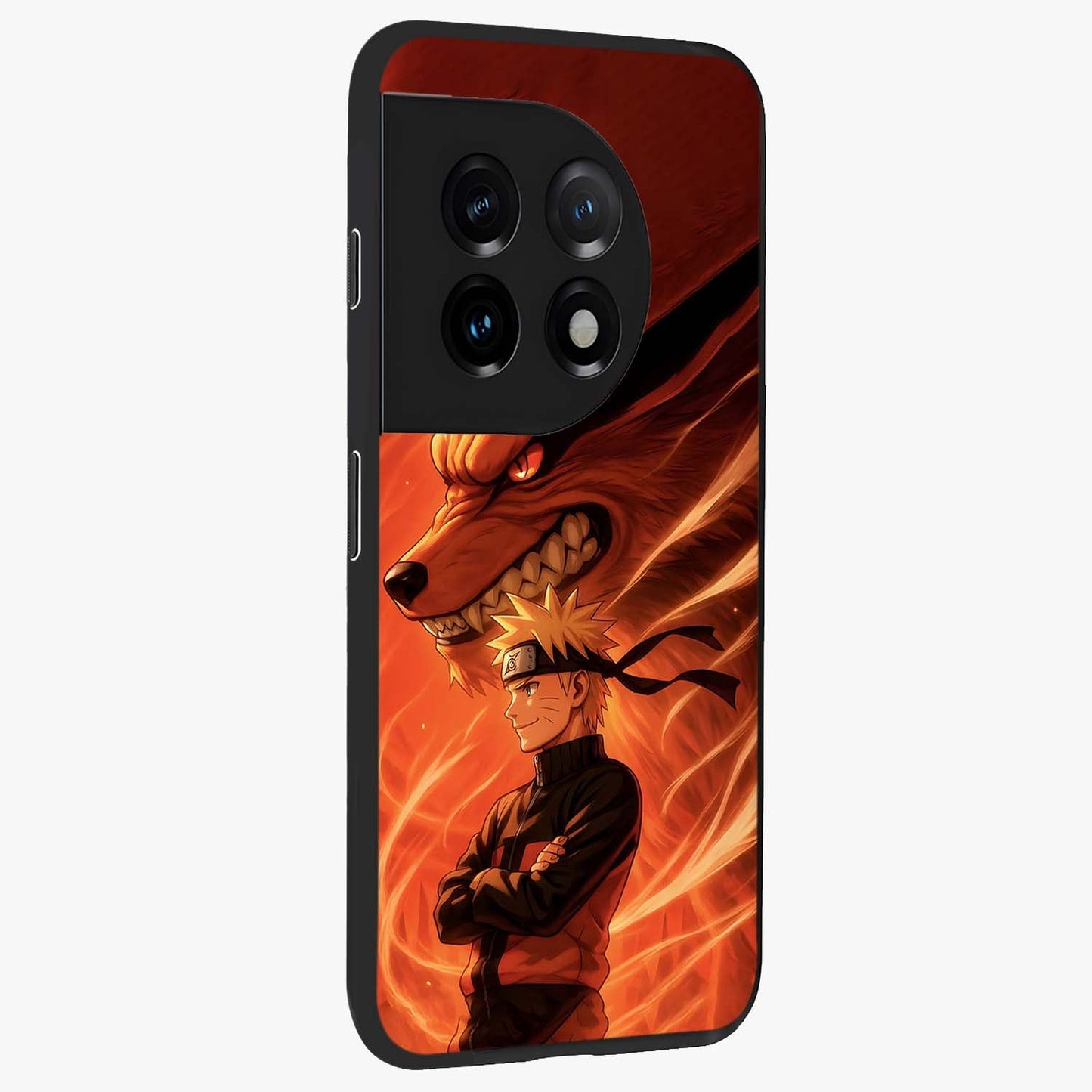 Nine Tails Legacy Glass Case for 1+11 side perspective highlighting detailed character textures and premium edges