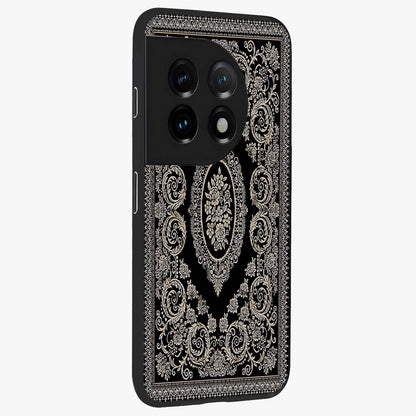 Noir Bloom Elegance Glass Case for 1+11 side perspective highlighting subtle textures and sleek premium build