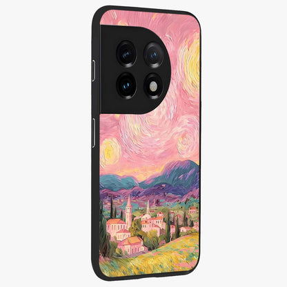 Pastel Starry Village Glass Case for 1+11 side perspective highlighting serene scenic textures and premium edges