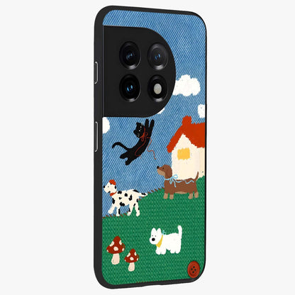 Pet Adventures Glass Case for 1+11 side perspective highlighting charming illustration textures and premium edges