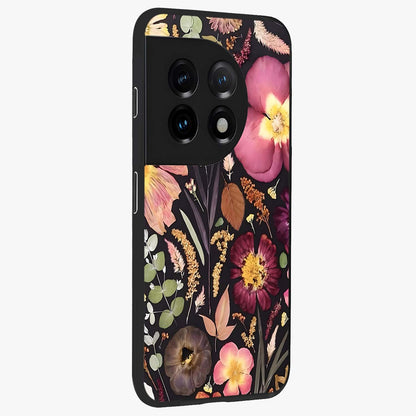Petal Dream Tapestry Glass Case for 1+11 side perspective highlighting woven floral textures and sleek build