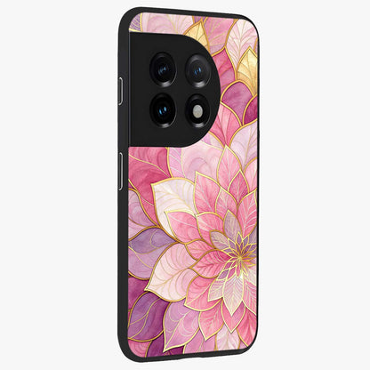 Petal Luxe Bloom Glass Case for 1+11 side perspective highlighting elegant textures and premium edge finish