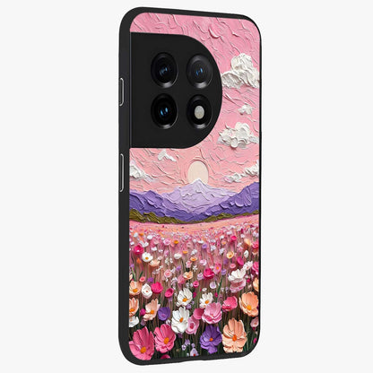 Pink Pastel Groovy Art Glass Case for 1+11 side perspective highlighting funky textures and premium edges