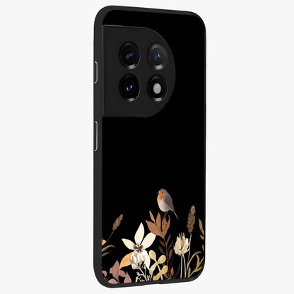 Quiet Garden Tune Glass Case for 1+11 side perspective highlighting delicate bloom textures and premium edges
