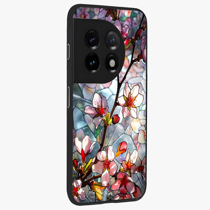 Radiant Bloom Glow Glass Case for 1+11 side perspective highlighting radiant textures and sleek premium build