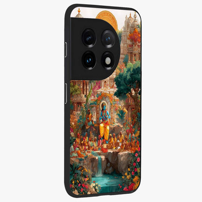 Sacred Sunlight Gods Glass Case for 1+11 side perspective highlighting intricate spiritual detailing and smooth build