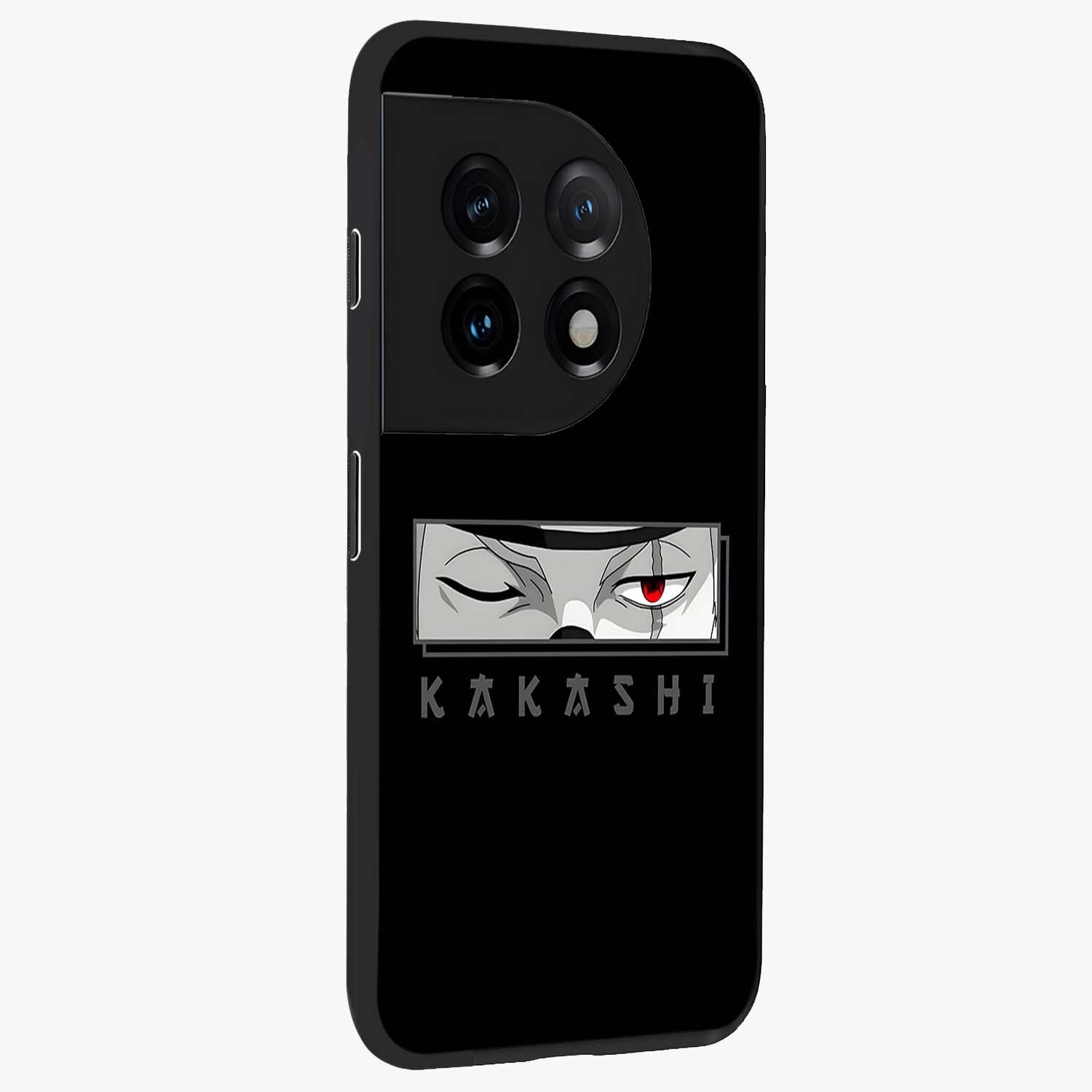 Scarlet Ninja Gaze Glass Case for 1+11 side perspective highlighting intense textures and premium edges