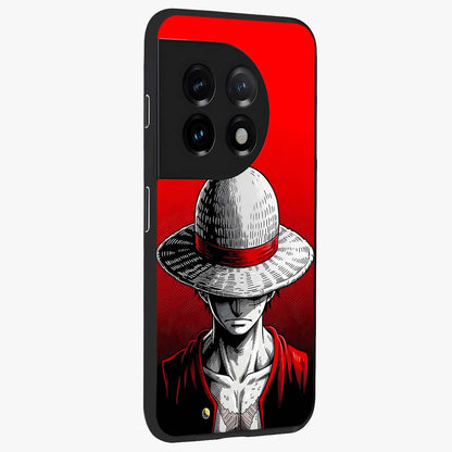 Scarlet Pirate Resolve Glass Case for 1+11 side perspective highlighting strong character detailing and sleek premium build