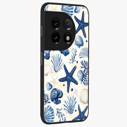 Seaside Starfish Magic Glass Case for 1+11 side perspective highlighting playful beach textures and sleek build