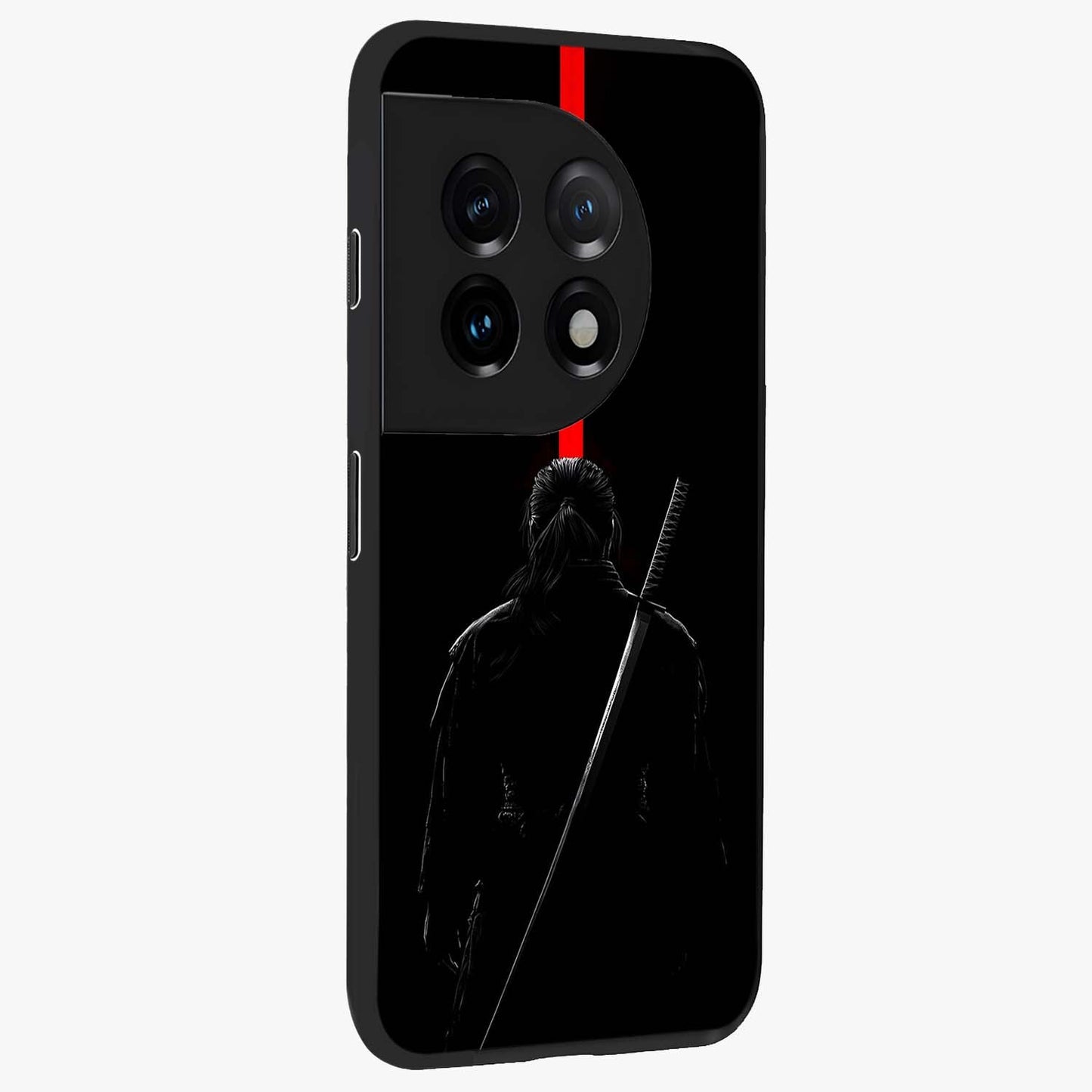 Silent Blade Resolve Glass Case for 1+11 side perspective highlighting sharp textures and sleek premium build