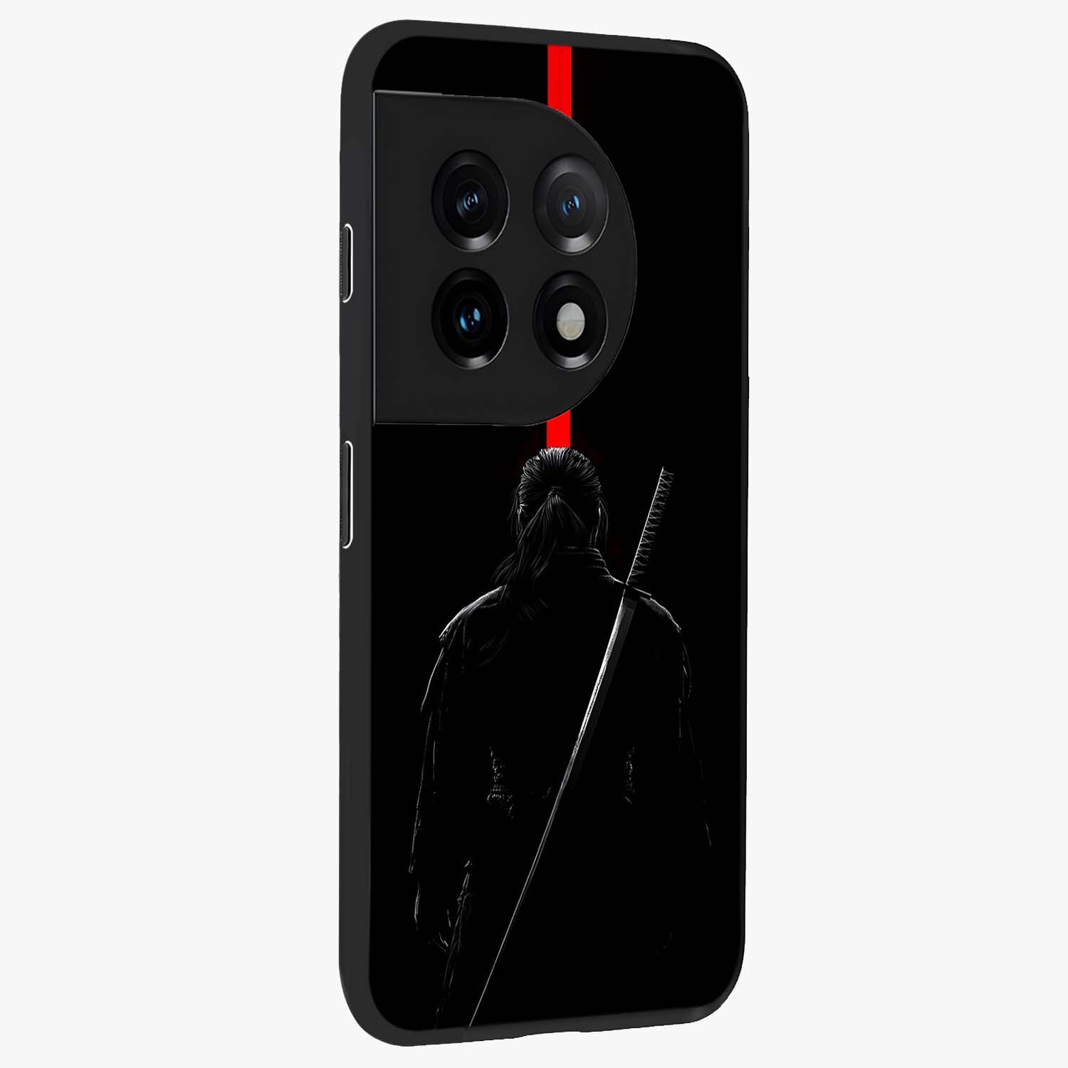 Silent Blade Resolve Glass Case for 1+11 side perspective highlighting sharp textures and sleek premium build