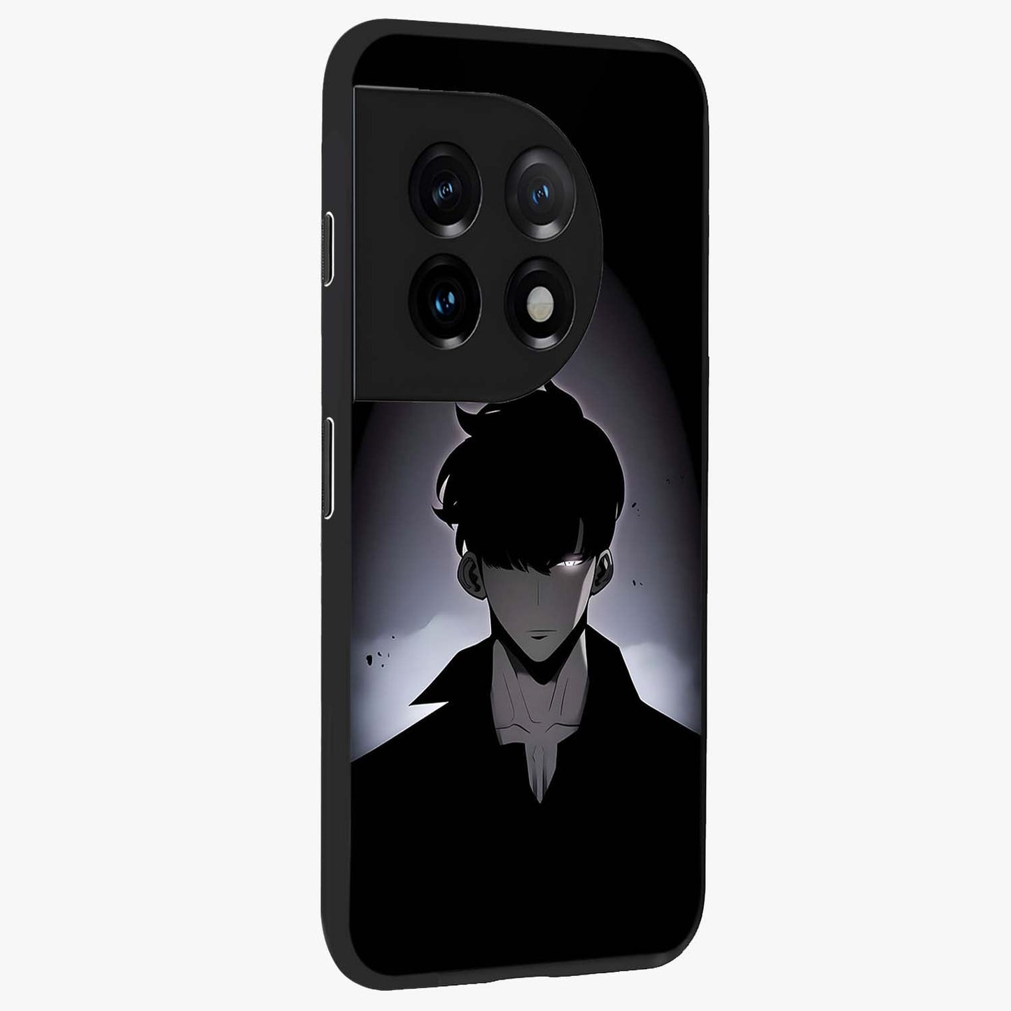 Silent Shadow Awakening Glass Case for 1+11 side perspective highlighting sharp textures and sleek premium build
