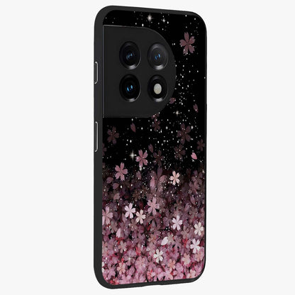Small Starry Flowers Glass Case for 1+11 side perspective highlighting delicate bloom textures and premium edges