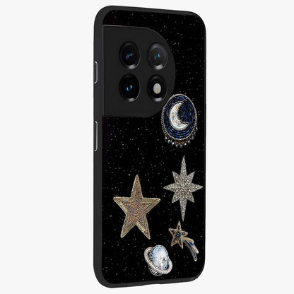 Starlit Cosmic Dreams Glass Case for 1+11 side perspective highlighting luminous textures and premium edges