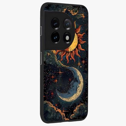 Sun and Moonflowers Glass Case for 1+11 side perspective highlighting colorful bloom textures and smooth build