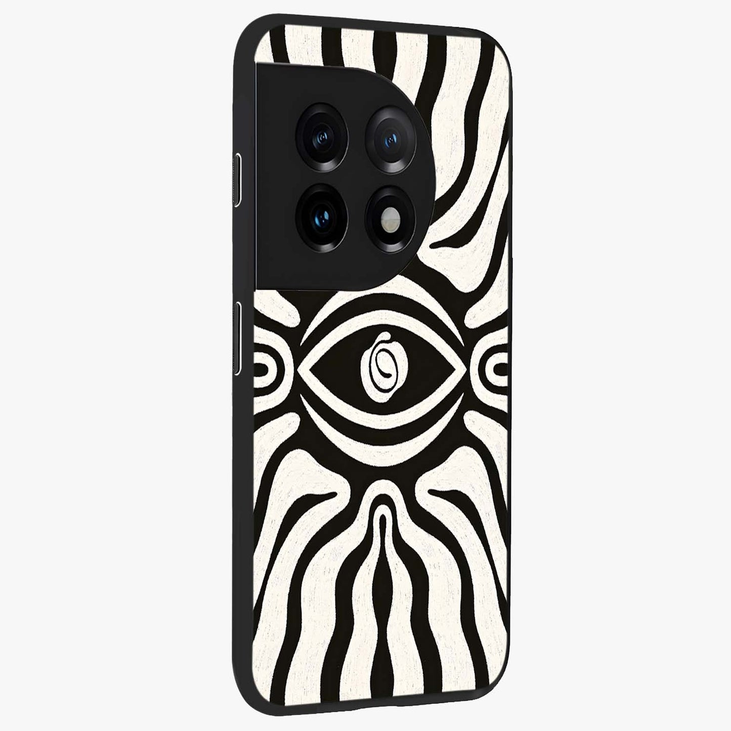 Trancewave Illusion Art Glass Case for 1+11 side perspective highlighting dynamic wave textures and premium edges