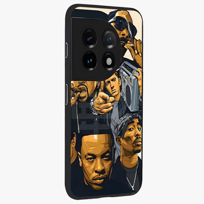 Urban Rap Legends Glass Case for 1+11 side perspective highlighting graphic textures and premium edges
