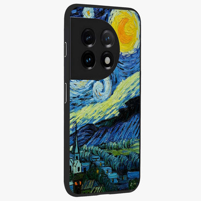 Van Gogh Art Glass Case for 1+11 side perspective highlighting vibrant artistic detailing and smooth premium build