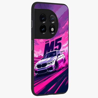 Velocity Drift Pulse Glass Case for 1+11 side perspective highlighting sharp automotive textures and sleek build