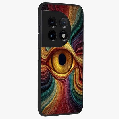 Visionary Flame Core Glass Case for 1+11 side perspective highlighting dynamic textures and sleek premium build