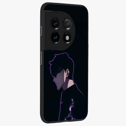 Void Lightning Phantom Glass Case for 1+11 side perspective highlighting sharp energy textures and premium edges