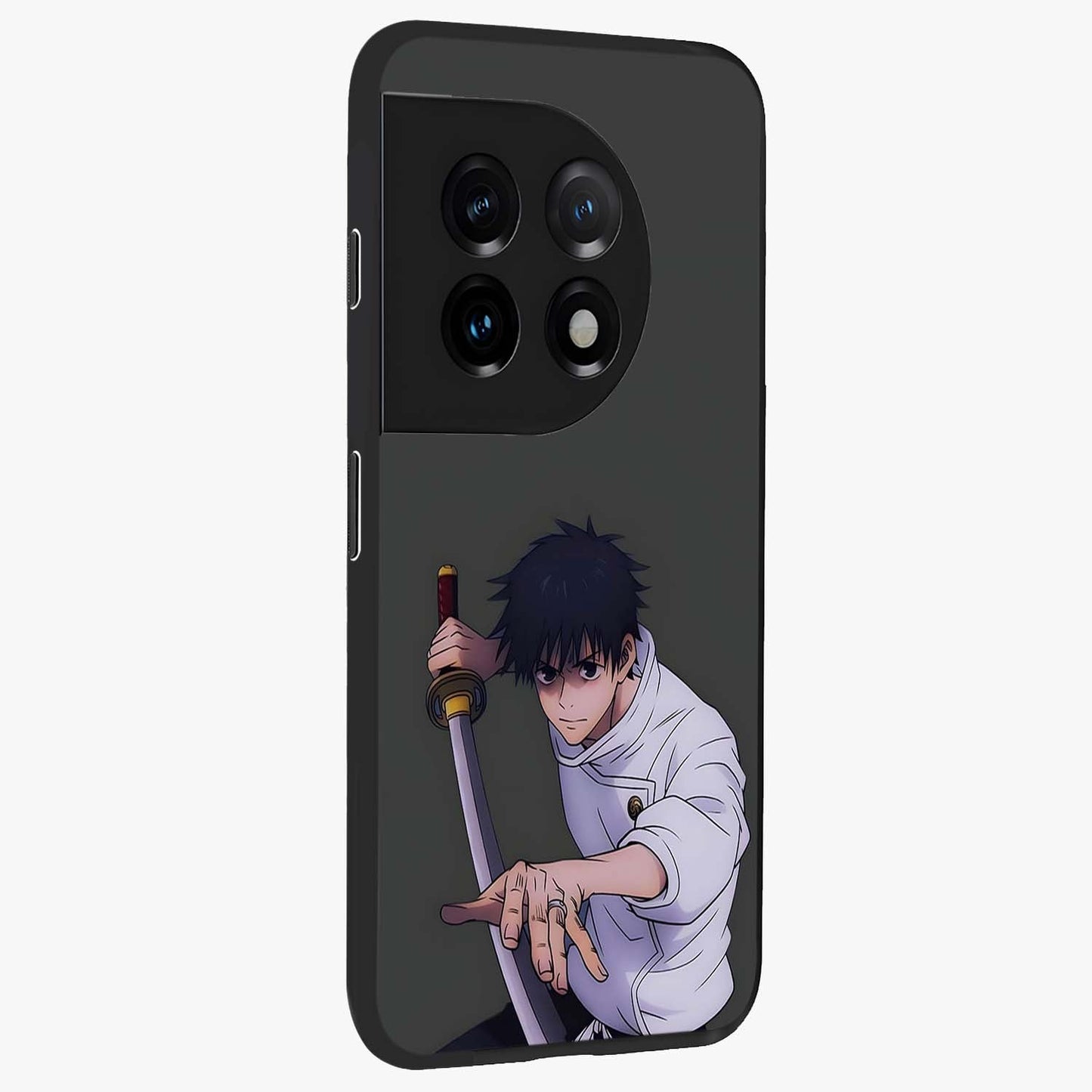 Void Silence Aesthetic Glass Case for 1+11 side perspective highlighting smooth textures and sleek premium build