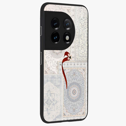 White Aesthetic Bow Glass Case for 1+11 side perspective highlighting subtle textures and smooth premium build