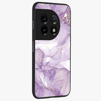 White and Purple Marble Glass Case for 1+11 side perspective highlighting smooth marble textures and premium edges