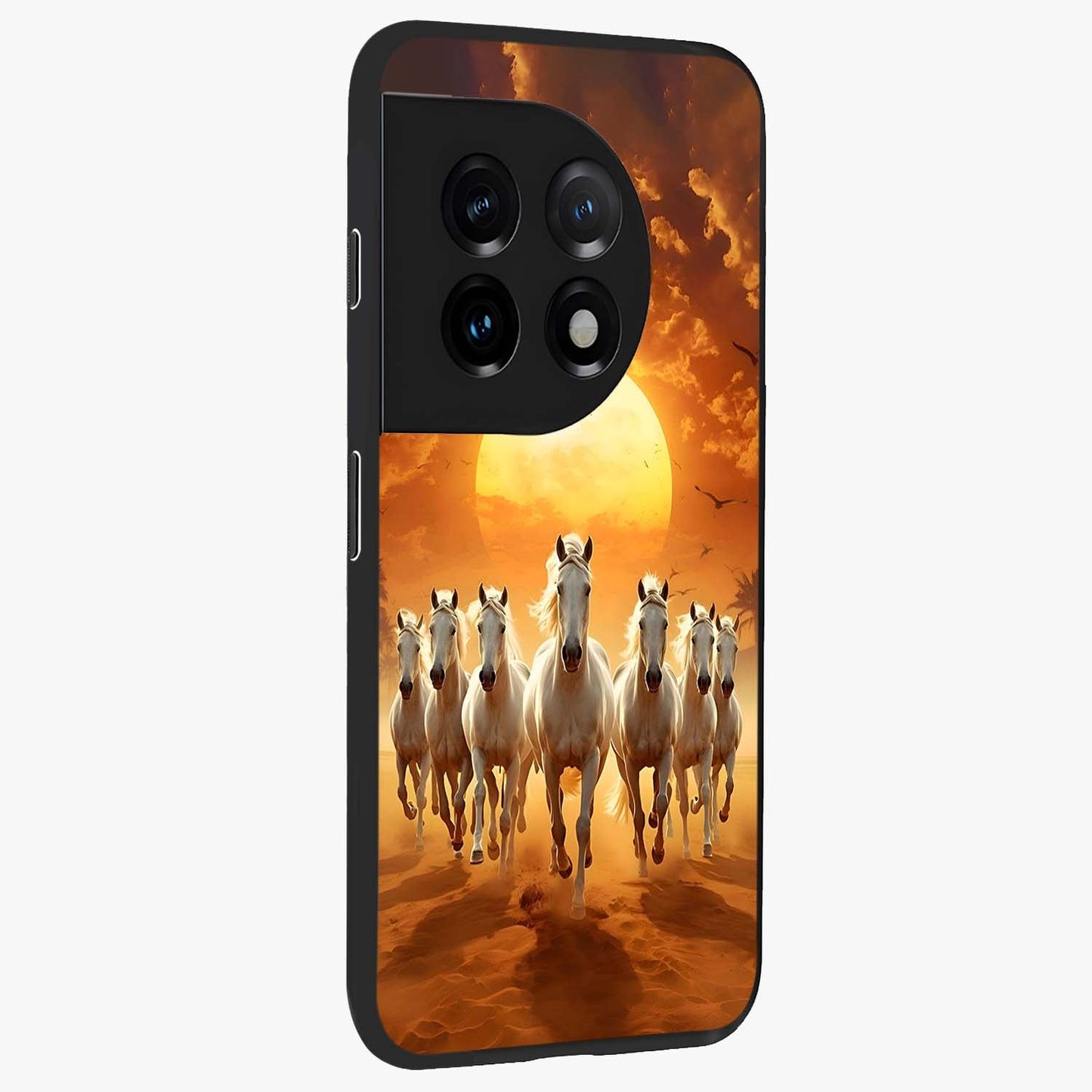 Wild Sunset Majesty Glass Case for 1+11 side perspective highlighting vibrant horizon textures and sleek premium build