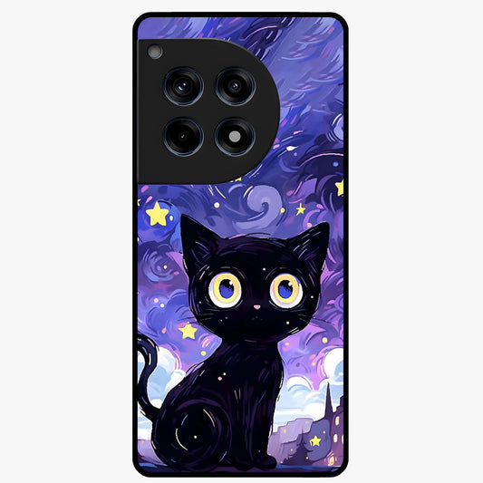 Abstract Cat Art Glass Case for 1+12R vibrant front view featuring modern artistic cat illustration