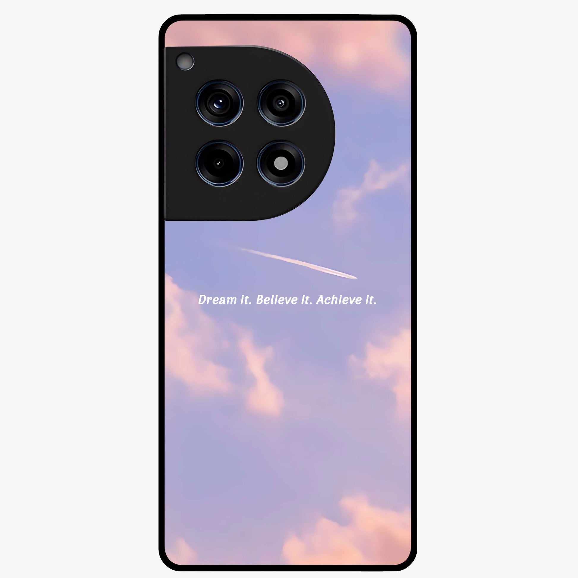 Aesthetic Clouds Dream Glass Case for 1+12R soft front view featuring dreamy pastel cloud artwork