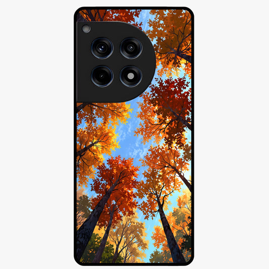 Amber Canopy Glow Glass Case for 1+12R warm front view featuring glowing forest canopy artwork