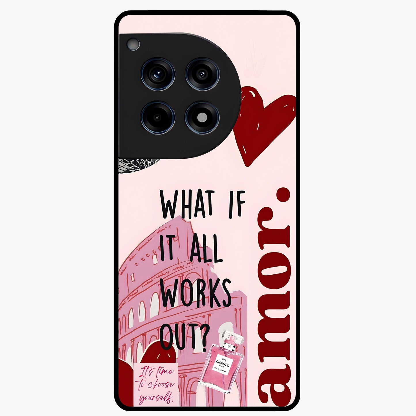 Amor Memory Scrapbook Glass Case for 1+12R vintage front view featuring romantic scrapbook style artwork