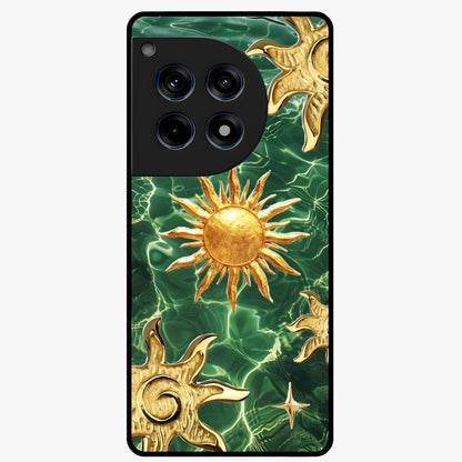 Aqua Sun Mirage Glass Case for 1+12R vibrant front view featuring aqua blue sun inspired artwork