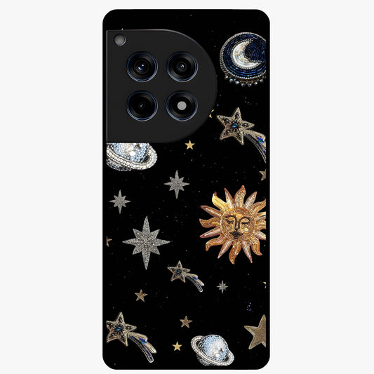 Beaded Cosmic Dreams Glass Case for 1+12R front view featuring celestial bead inspired cosmic artwork