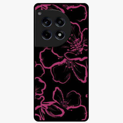 Black Violet Sketch Garden Glass Case for 1+12R artistic front view featuring violet floral sketch artwork