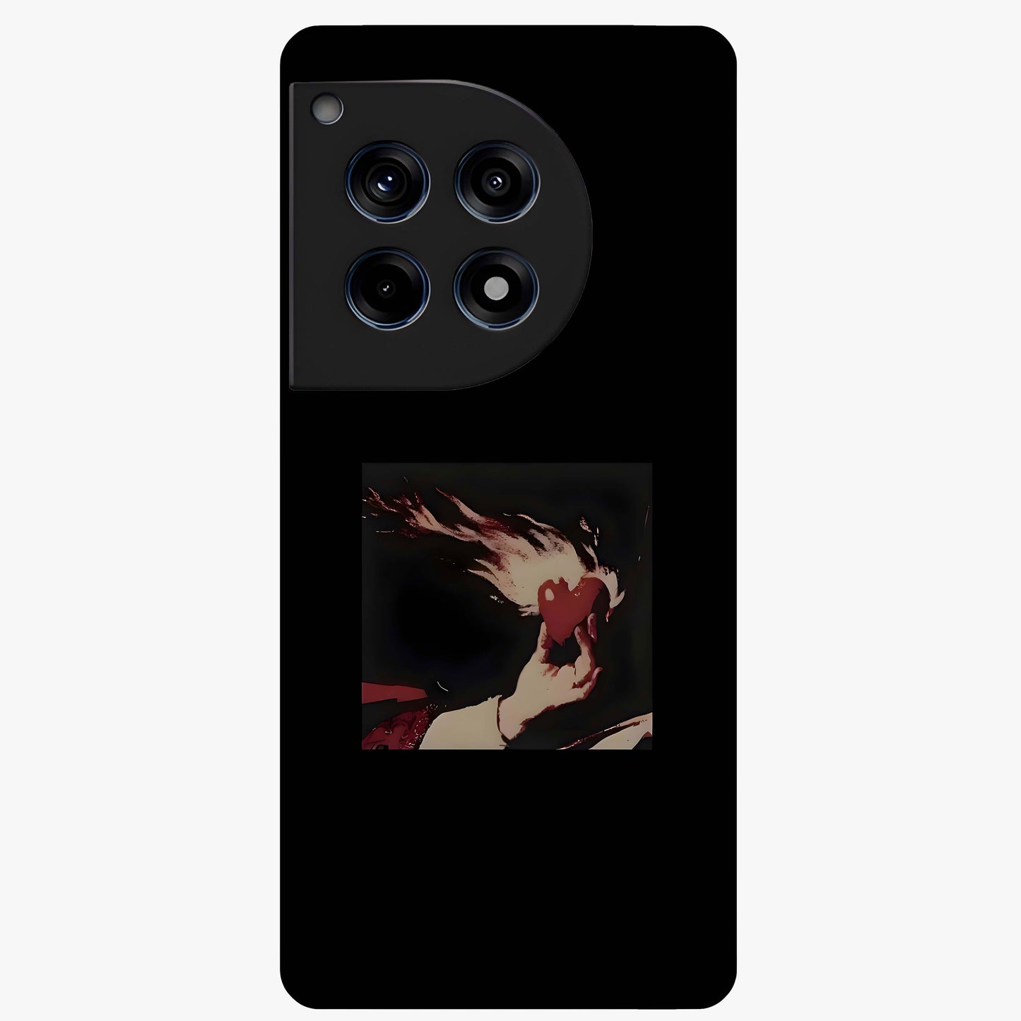 Blazing Heart Faith Glass Case for 1+12R showing full back design in clean flat view with fiery heart artwork and glossy glass finish.