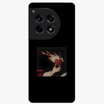 Blazing Heart Faith Glass Case for 1+12R showing full back design in clean flat view with fiery heart artwork and glossy glass finish.