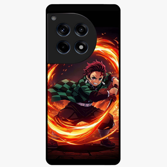 Blazing Sword Resolve Glass Case for 1+12R showing full back design in clean flat view with blazing sword artwork and glossy glass finish.