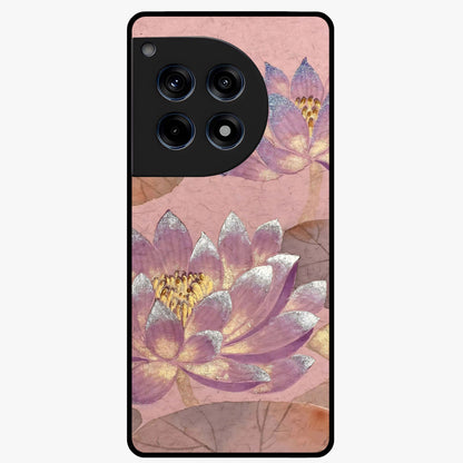 Blossom Mist Lotus Glass Case for 1+12R calm front view featuring lotus flower artwork with misty tones