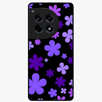 Blue Retro Pop Flowers Glass Case for 1+12R vibrant front view featuring retro floral artwork in bold blue tones