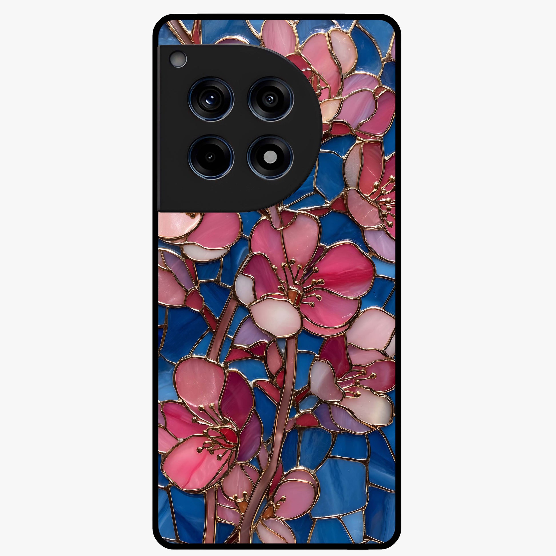 Blush Bloom Glass Case for 1+12R soft front view featuring pastel blush floral artwork