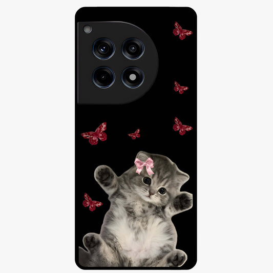 Butterfly Cat Bliss Glass Case for 1+12R charming front view featuring cat and butterfly aesthetic artwork