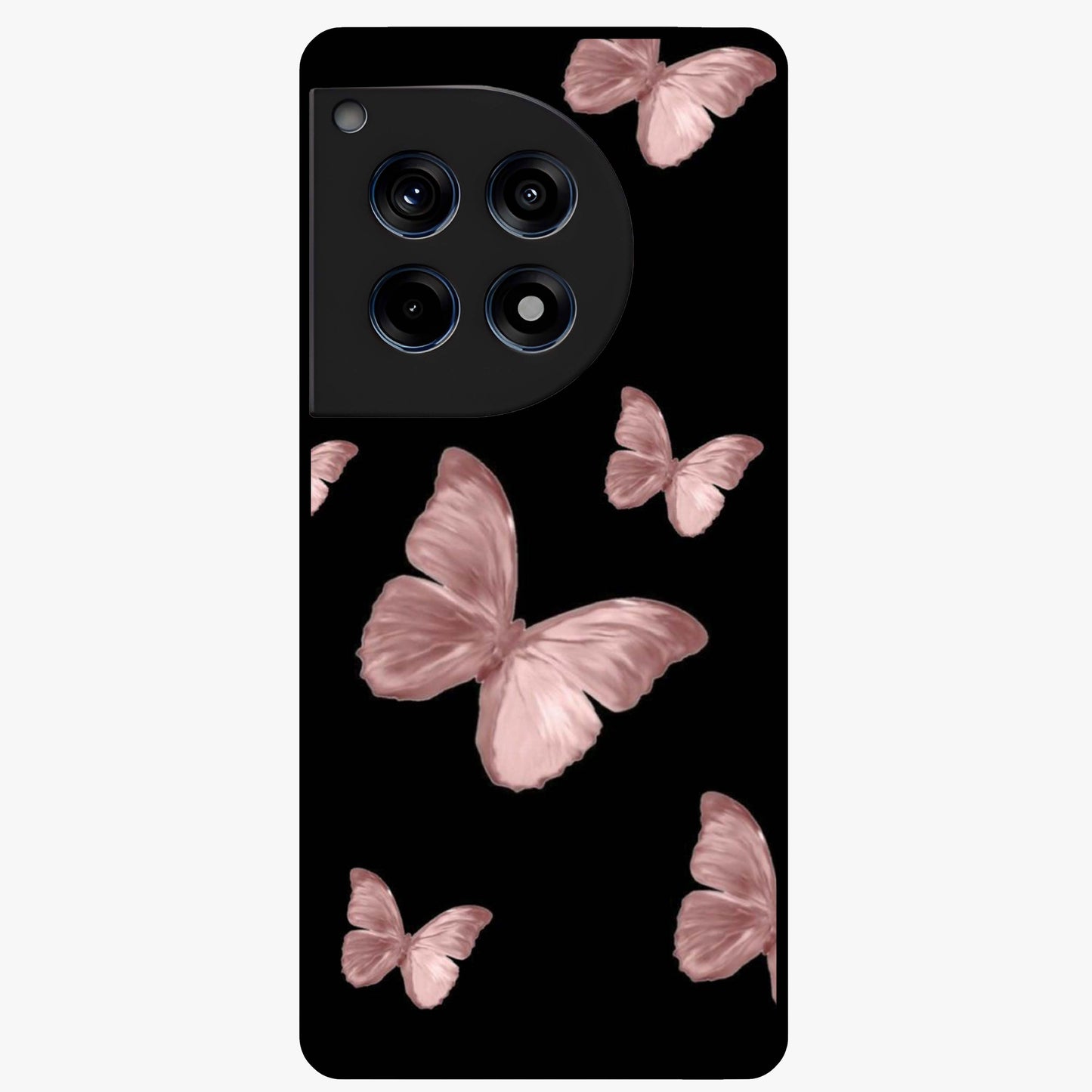 Butterfly Pattern Glass Case for 1+12R elegant front view featuring repeating butterfly artwork with aesthetic detailing