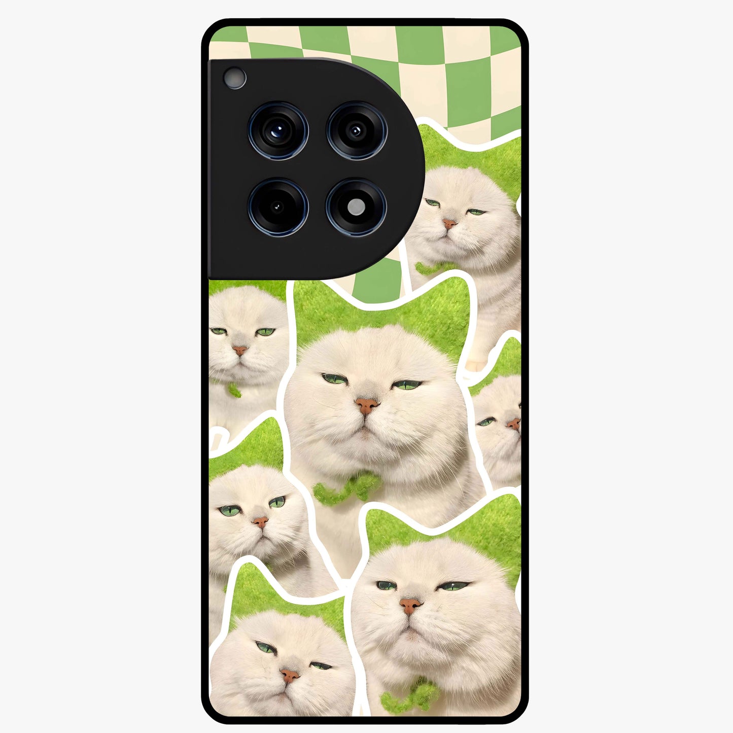 Cats Ethereal Bloom Glass Case for 1+12R artistic front view featuring cat illustration with soft floral bloom accents
